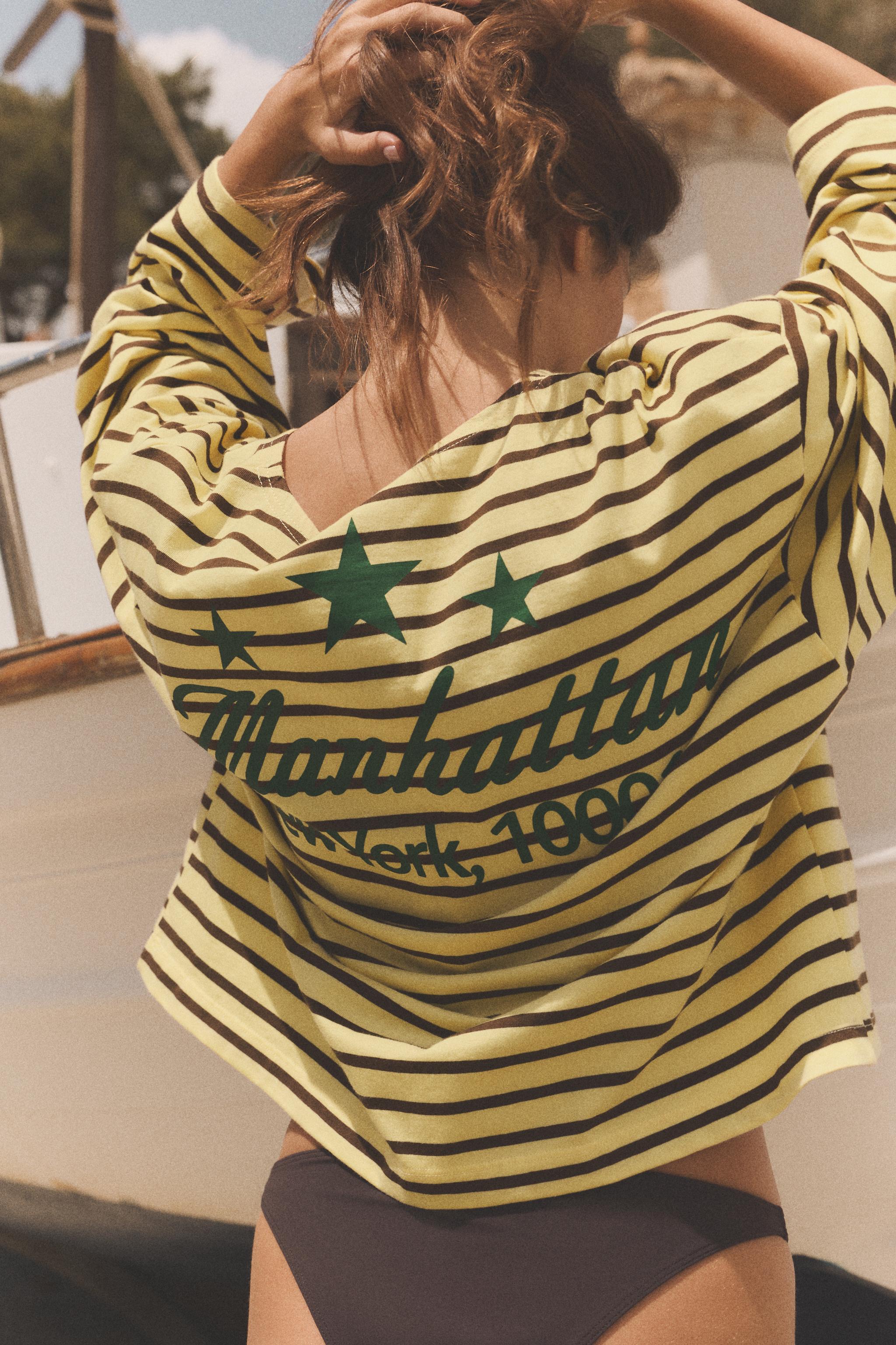 STRIPED TEXT T-SHIRT